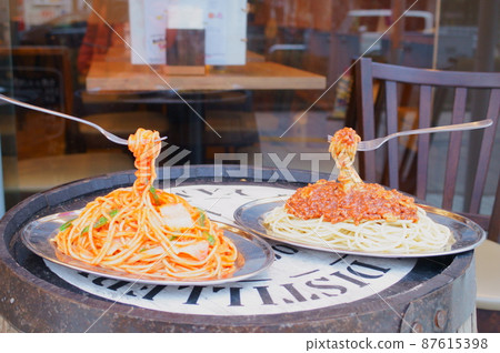 餐館的意大利麵食品樣品 87615398
