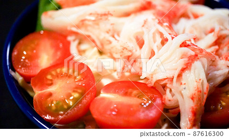 Cherry tomato and crab stick salad Cherry tomato and crab stick salad 87616300