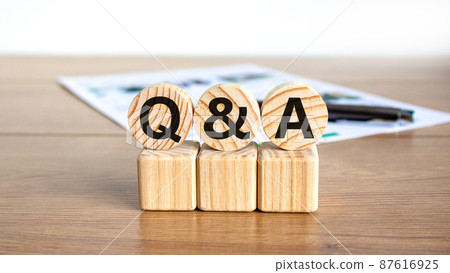 Q and A, questions and answers symbol. Concept words Q and A questions and answers on wooden circles on a beautiful white background. Business and Q and A questions and answers concept. Q and A, questions and answers symbol. Concept words Q and A questions and answers on wooden circles on a beautiful white background. Business and Q and A questions and answers concept. 87616925