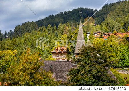 Wengen, Switzerland town view and church Wengen, Switzerland town view and church 87617320
