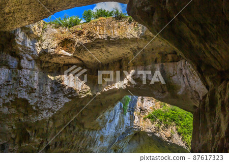 Devetashka Cave in Bulgaria, inside view 87617323