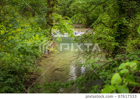 Spring view, Krushuna waterfalls, Bulgaria 87617333