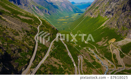 Trollstigen mountain road in Norway 87618025