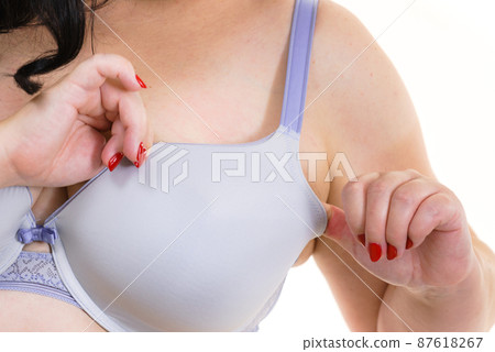 Fat woman big breast wearing bra 87618267