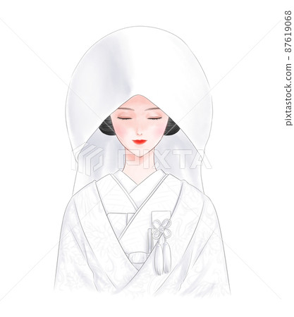 Cotton hat and shiromuku bride (white background) Cotton hat and shiromuku bride (white background) 87619068