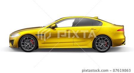 Gold Premium sports sedan. 3D illustration 87619863