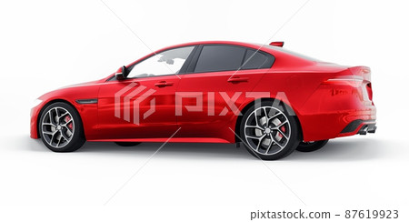 Red Premium sports sedan. 3D illustration Red Premium sports sedan. 3D illustration 87619923