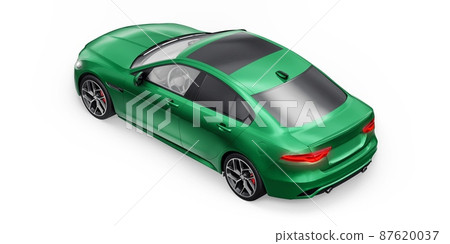 Green Premium sports sedan. 3D illustration 87620037