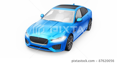 Blue Premium sports sedan. 3D illustration Blue Premium sports sedan. 3D illustration 87620056