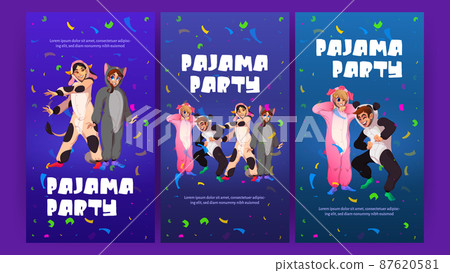 Pajama party cartoon posters, people in kigurumi 87620581