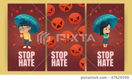 Stop Hate posters with sad asian kids Stop Hate posters with sad asian kids 87620599
