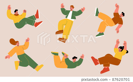 People fall down after slip or stumble 87620701