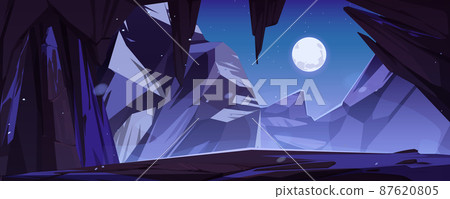 Mountain cave entrance with night landscape view 87620805