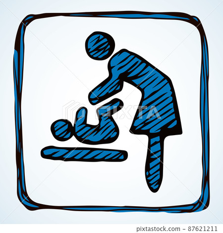 Sign for mother and child room. Vector drawing 87621211