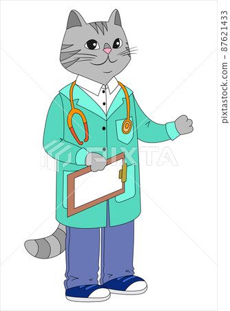Doctor Cat. Veterinary clinic character vector illustration 87621433