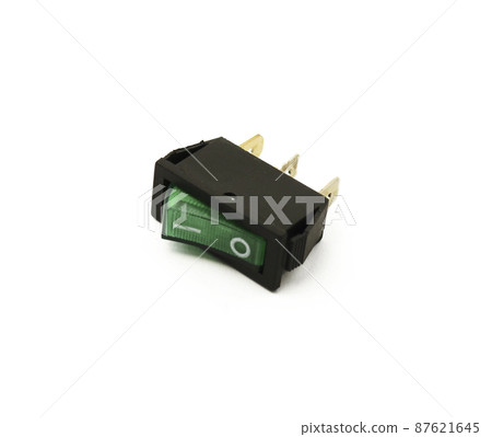 Electronic components. Electric switch 220 volts isolated on white background 87621645