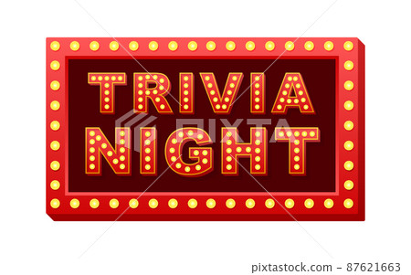 Retro light text trivia night. Retro light bulb. Vector stock illustration Retro light text trivia night. Retro light bulb. Vector stock illustration 87621663