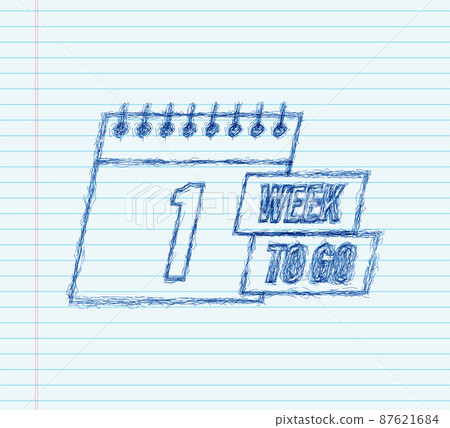 1 week to go. sketch style icon. Vector typographic design. Vector stock illustration 1 week to go. sketch style icon. Vector typographic design. Vector stock illustration 87621684