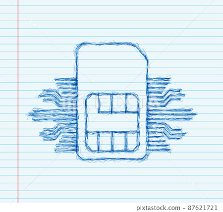 Mobile Cellular Phone Sim Card Chip. sketch icon. Vector stock illustration Mobile Cellular Phone Sim Card Chip. sketch icon. Vector stock illustration 87621721
