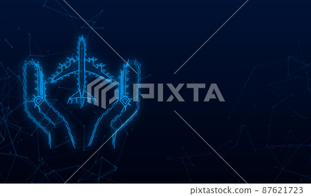Airplane hand Plexus icon, great design for any purposes. Hand drawn paper airplane. Continuous line drawing. Vector icon Airplane hand Plexus icon, great design for any purposes. Hand drawn paper airplane. Continuous line drawing. Vector icon 87621723