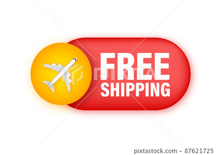 Airplane with label free shipping, E-Commerce, Air Craft. Vector stock illustration. Airplane with label free shipping, E-Commerce, Air Craft. Vector stock illustration. 87621725