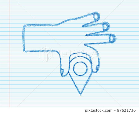 Map pointer in hand sketch style icon on red background. Vactor stock illustration Map pointer in hand sketch style icon on red background. Vactor stock illustration 87621730