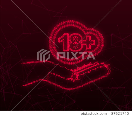 Under 18 sign warning symbol. Eighteen plus plexus icon. Censored business concept. Vector illustration. Under 18 sign warning symbol. Eighteen plus plexus icon. Censored business concept. Vector illustration. 87621740