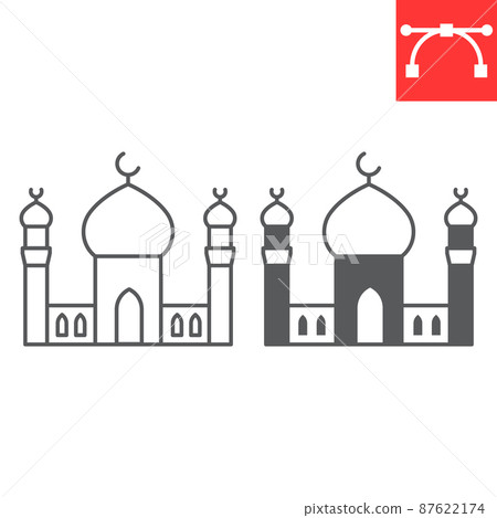 Mosque line and glyph icon Mosque line and glyph icon 87622174