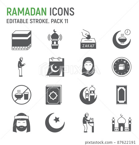 Ramadan glyph icon set Ramadan glyph icon set 87622191