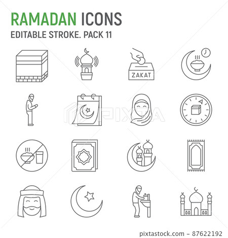 Ramadan line icon set Ramadan line icon set 87622192