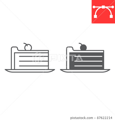 Piece of cake line and glyph icon 87622214