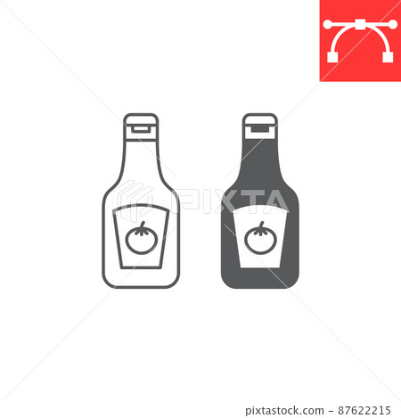 Ketchup line and glyph icon 87622215