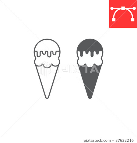 Ice cream line and glyph icon 87622216