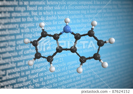 Carbazole scientific molecular model, 3D rendering 87624152