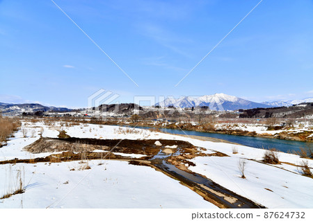 Ueimaibashi / Downstream from the Chikuma River / Looking toward the Toyota Branch in Nakano City (Nakano City, Nagano Prefecture) [2022.3] 87624732