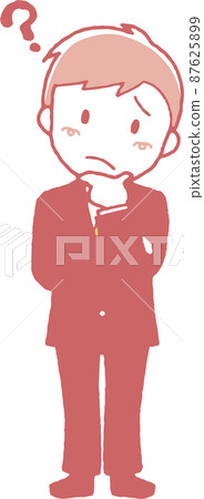 一個穿著西裝的年輕人帶著疑問的插圖 87625899