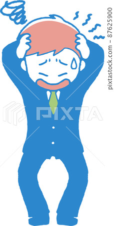 一個穿著憂心忡忡的西裝的年輕人的插圖 一個穿著憂心忡忡的西裝的年輕人的插圖 87625900