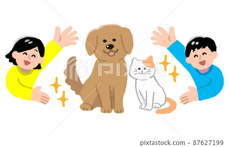 Dog and cat whole body and young male female upper body (hand-painted color) Dog and cat whole body and young male female upper body (hand-painted color) 87627199