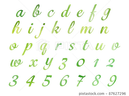 水彩觸摸字母書法綠色 87627296