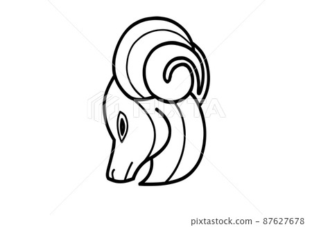 The Aries zodiac symbol, horoscope sign on white background. Royalty high-quality stock of Aries signs isolated on white background. Horoscope, astrology icons with simple style 87627678