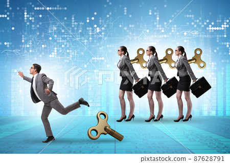 Concept of businessman escaping from office routine Concept of businessman escaping from office routine 87628791