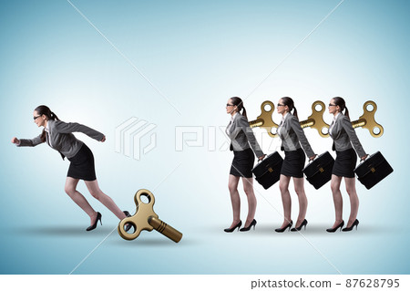 Concept of businesswoman escaping from office routine 87628795