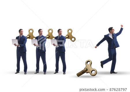 Concept of businessman escaping from office routine 87628797