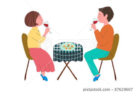 Couple dating on the terrace 87629607