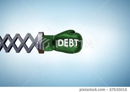 Loan and debt concept with boxing glove - 3d rendering 87630018