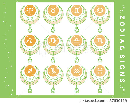 Horoscope horoscope glitter jewelry motif Zodiac sign green x orange 87630119