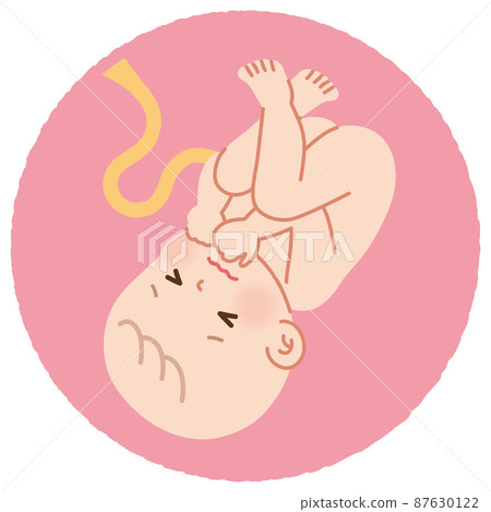 肚子裡似乎有疼痛感的嬰兒胎兒 87630122