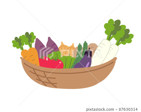 Illustration of a basket of vegetables - Stock Illustration [87630314 ...