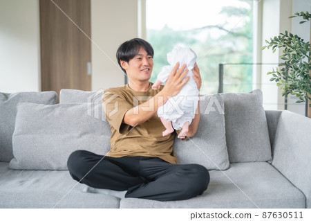 A man who takes care of a baby (smile) A man who takes care of a baby (smile) 87630511