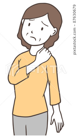 Middle-aged woman with stiff shoulders, Japanese Middle-aged woman with stiff shoulders, Japanese 87630679